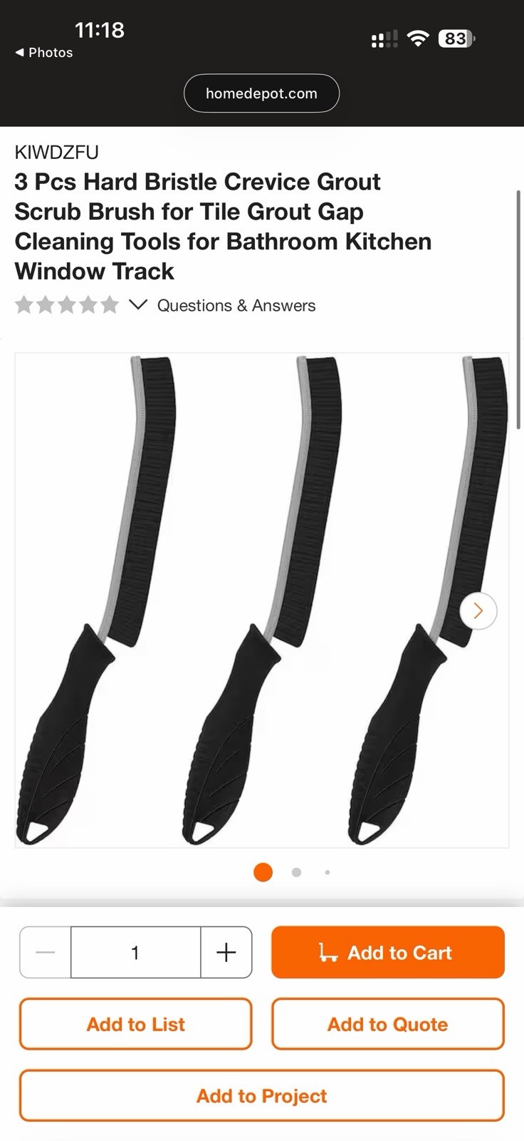 Hard Bristle Cleaning Brush Set, 3Pcs Grout Scrub Brush, Tile Crevice Tool,Black