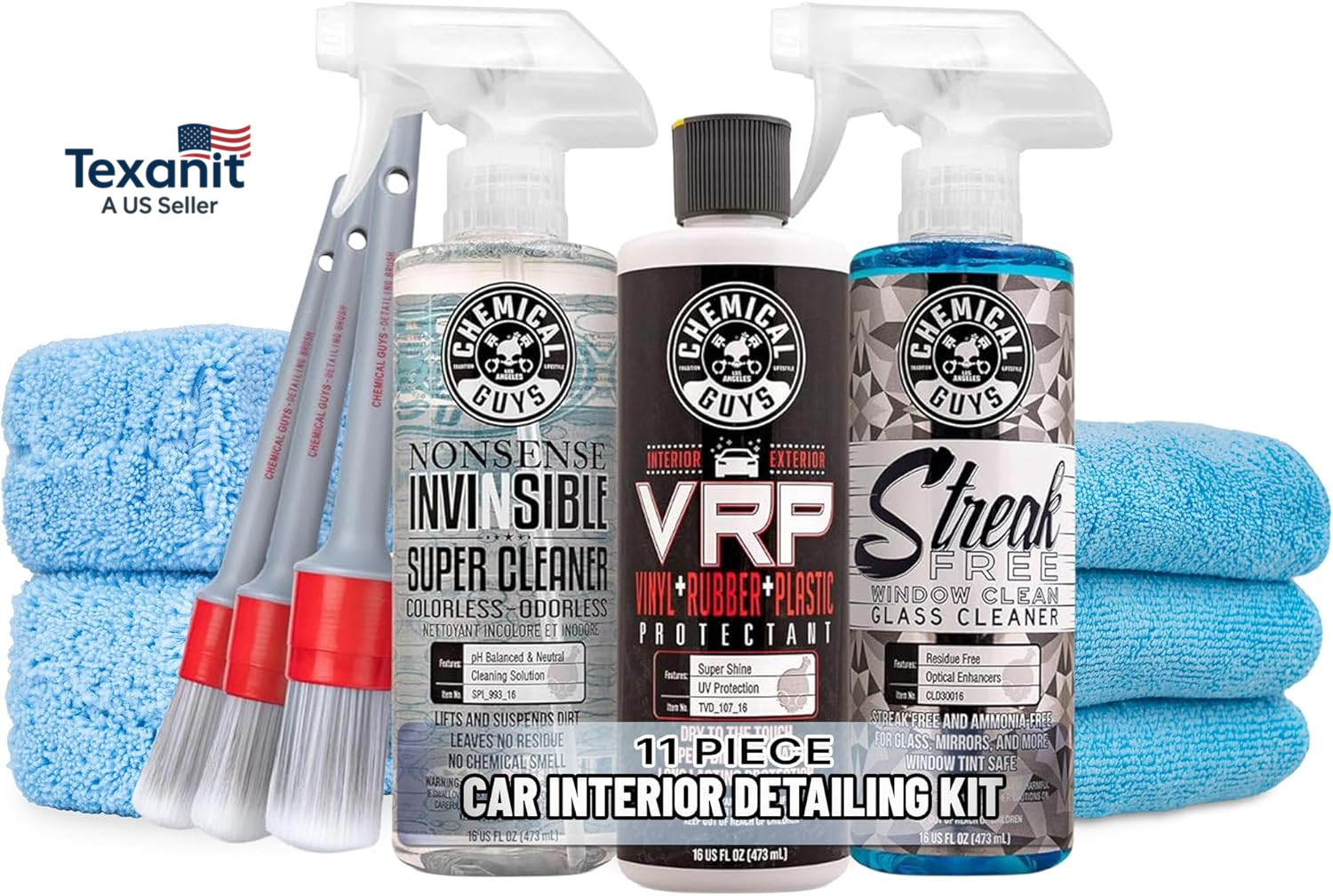 Car Interior Detailing Kit – VRP Protectant, Nonsense Cleaner, Streak Free Glass