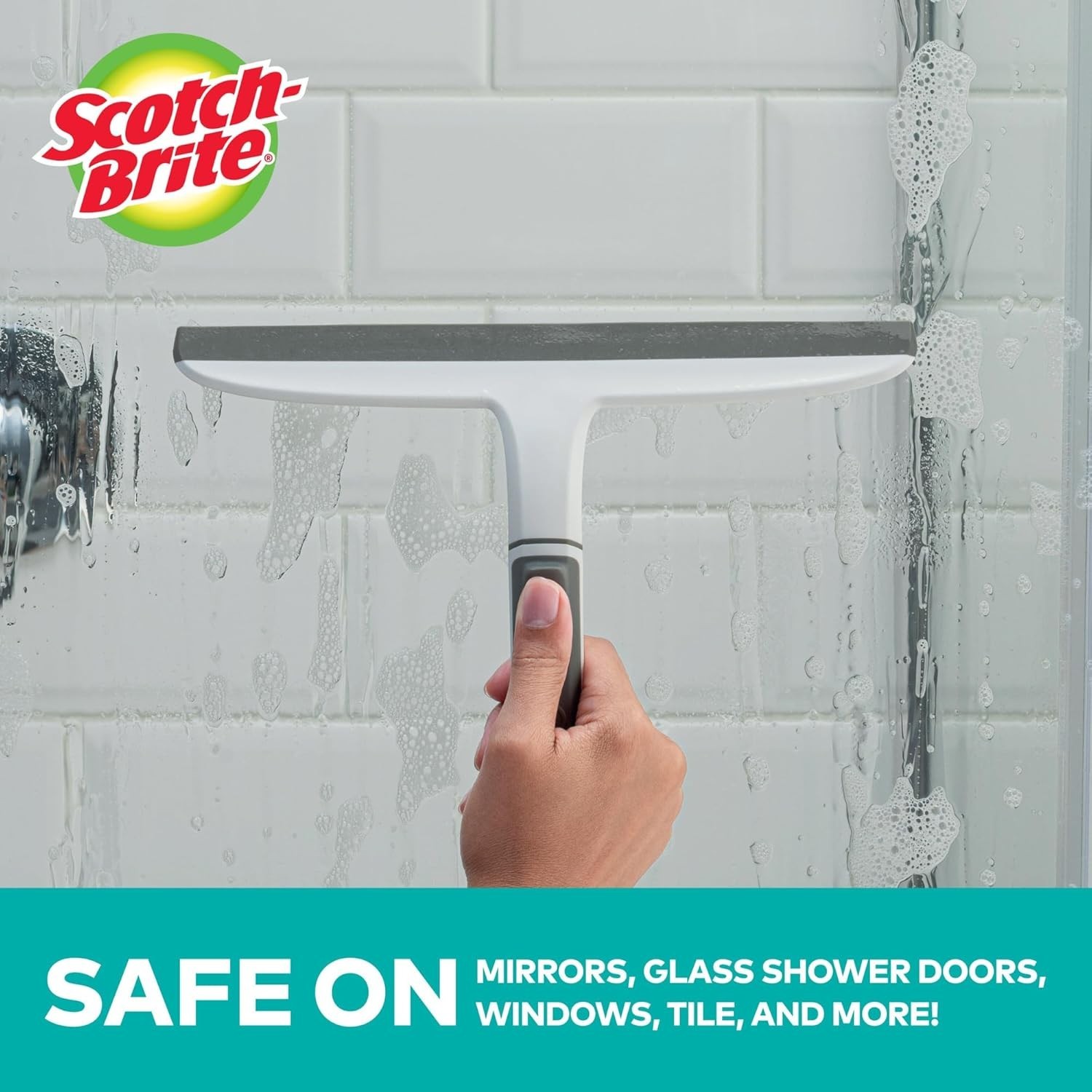 All-Purpose 10 Inch Dual Blade Streak-Free Squeegee Safe on Mirrors Glass Shower