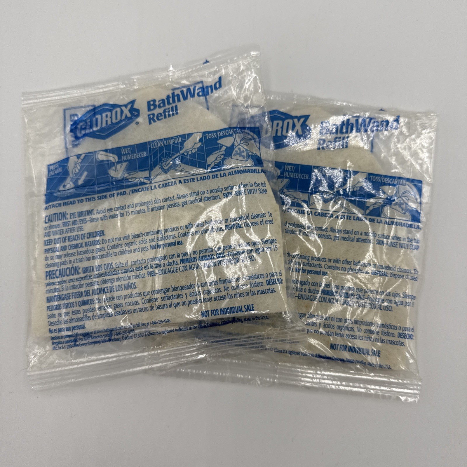 Lot of 2 Clorox Bath Wand Refill Disposable Cleaning Pad Discontinued NOS