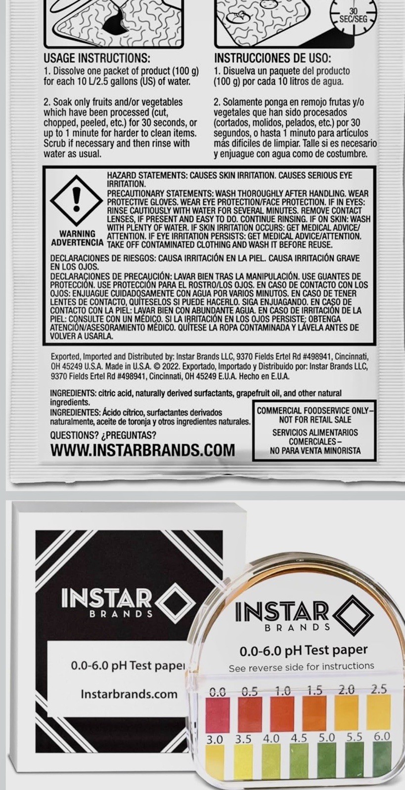 Instar Produce Wash & Cleaner 100 Gram Powder Pouch 50 Qty Case Makes 500 L
