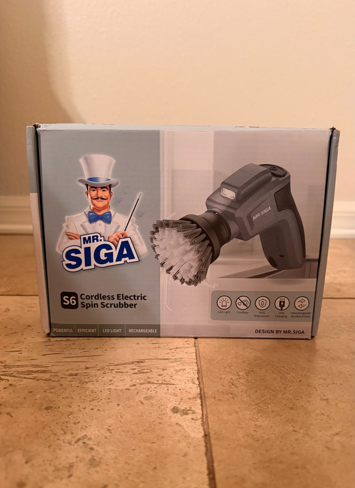 MR.SIGA Electric Spin Scrubber for Kitchen and Bathroom Cleaning Waterproof