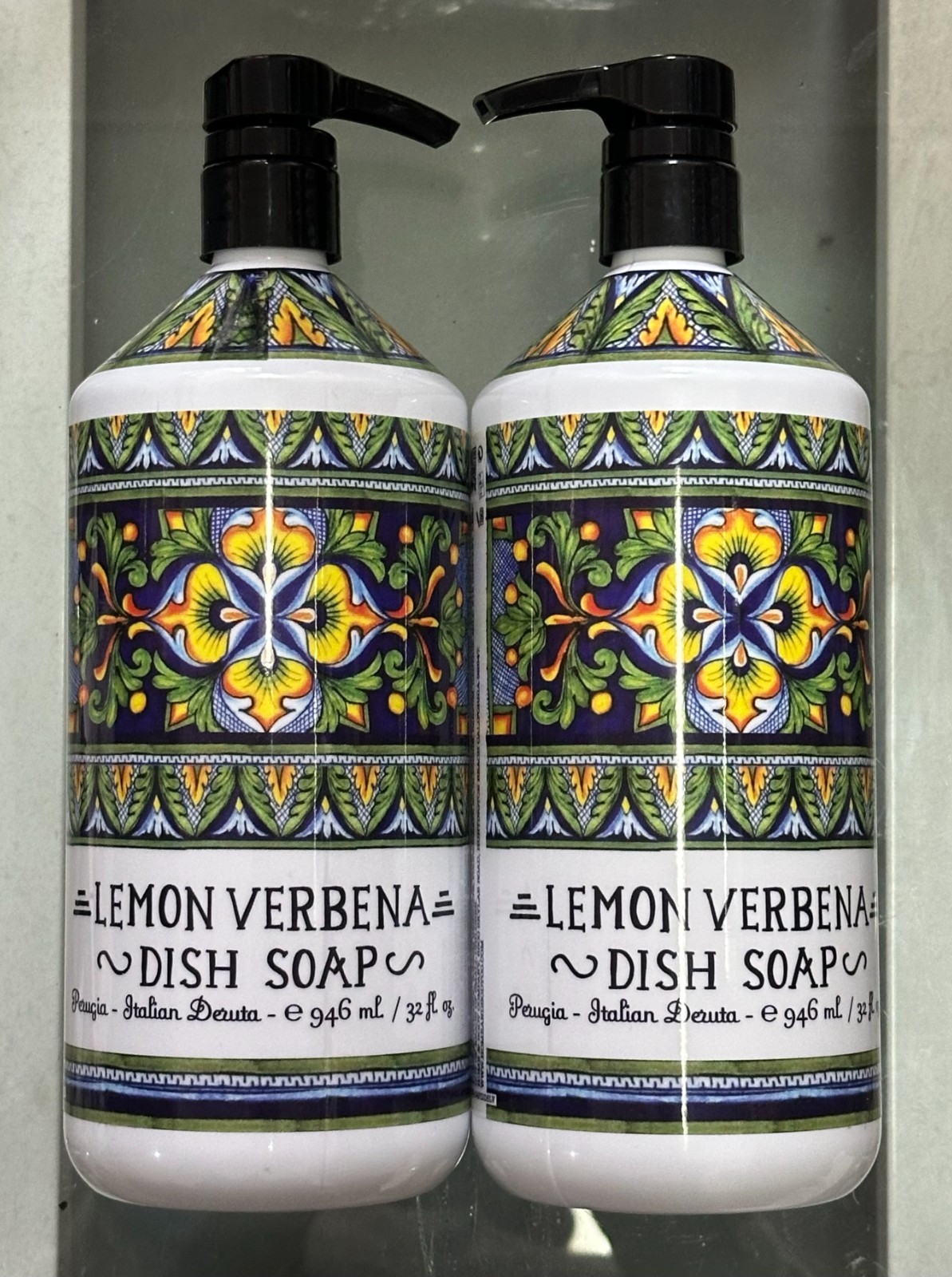 (2-Pk) Perugia Italian Deruta ~ LEMON VERBENA Essential Oil DISH SOAP Wash 946ml