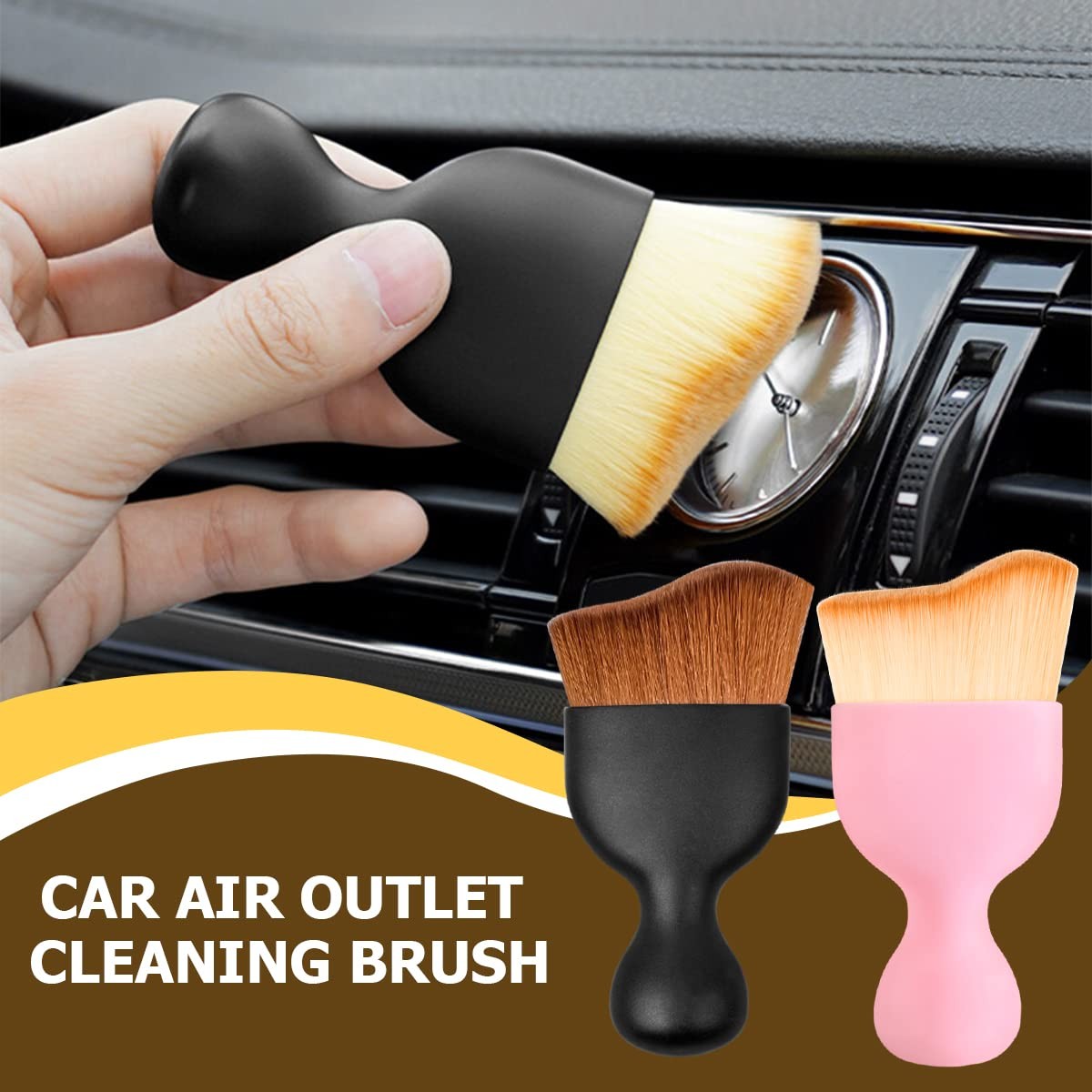 Car Interior Detailing Brush Auto Soft Hair Cleaning Brushes Curved Dirt Dust Co