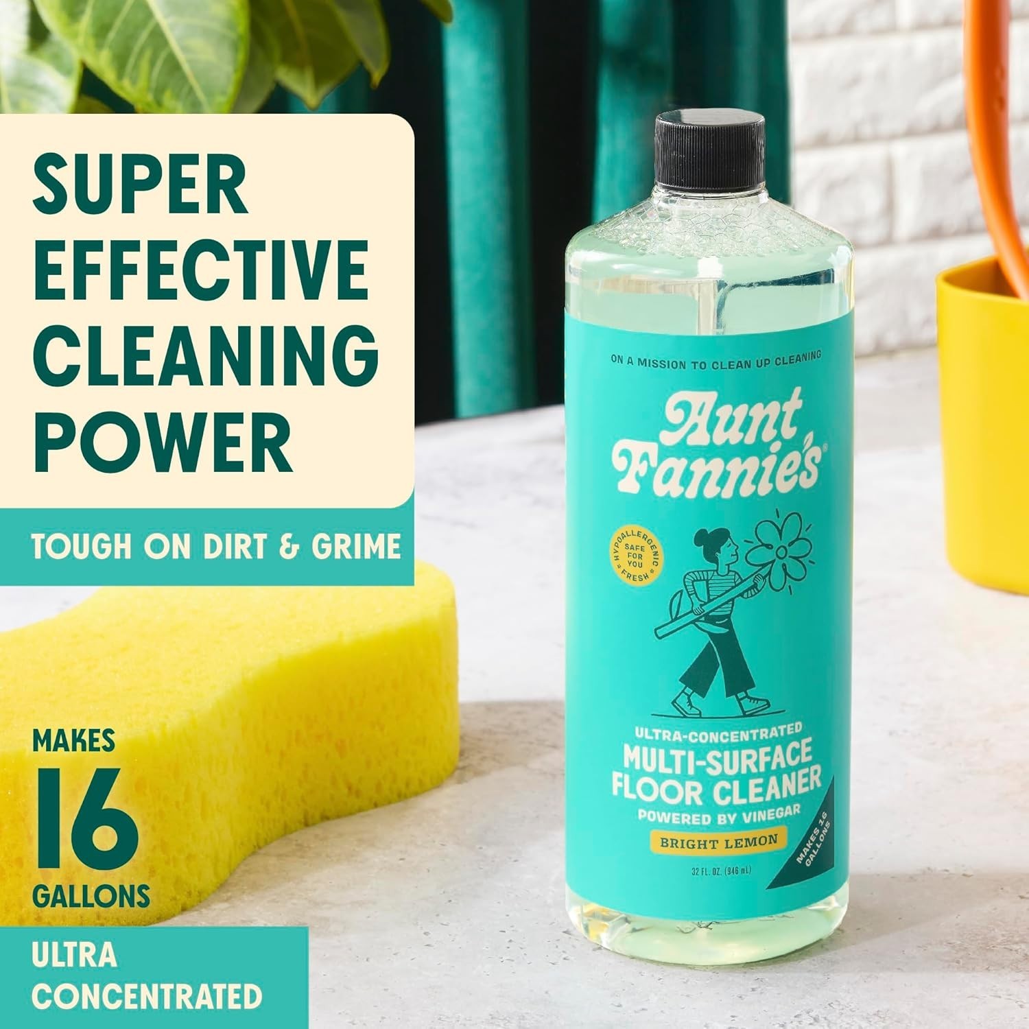 Concentrated Floor Cleaner, Bright Lemon Scent, 6-Pack