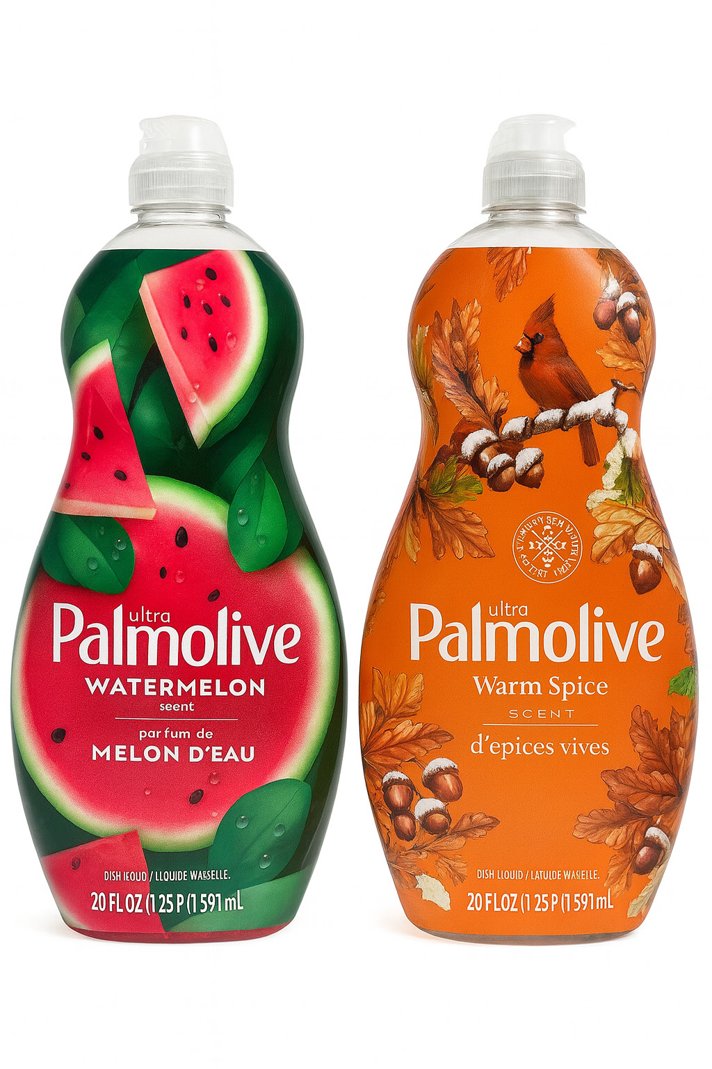 Palmolive Ultra Dish Soap Warm Spice & Watermelon Scent, 20fl oz(2-Pack Variety)
