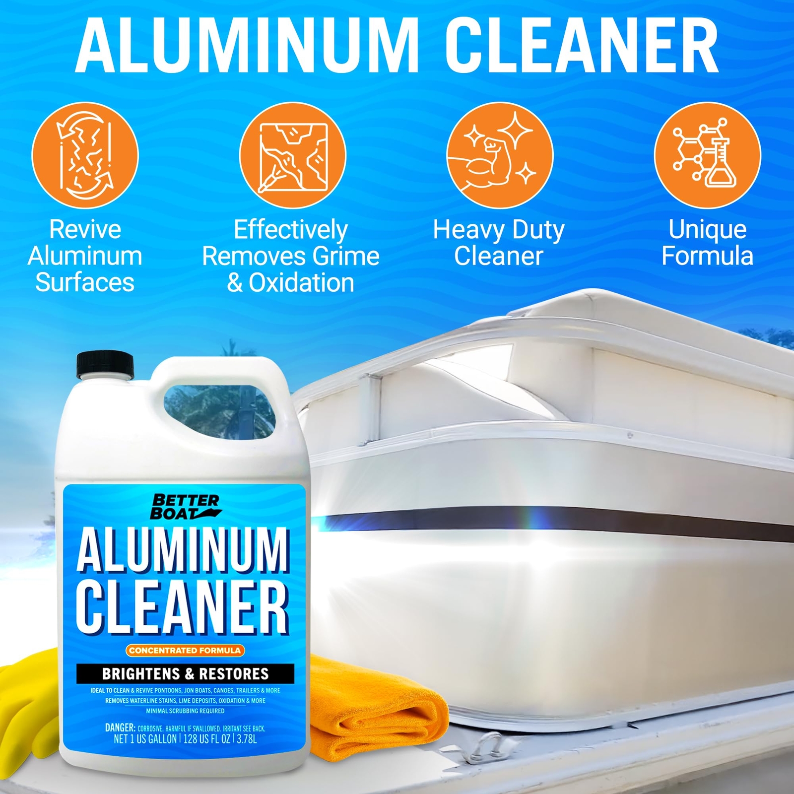 Aluminum Cleaner & Brightener & Restorer Aluminum Pontoon Cleaner Jon Boat and