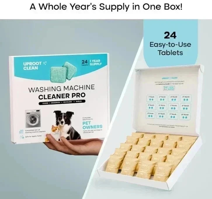 Uproot Clean Washing Machine Cleaner Tablets – 24 Pack for a 12 Month Supply. Fo
