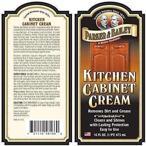 Parker and Bailey Kitchen Cabinet Cleaner Creme 16 Fl Oz Wood Restore and Polish