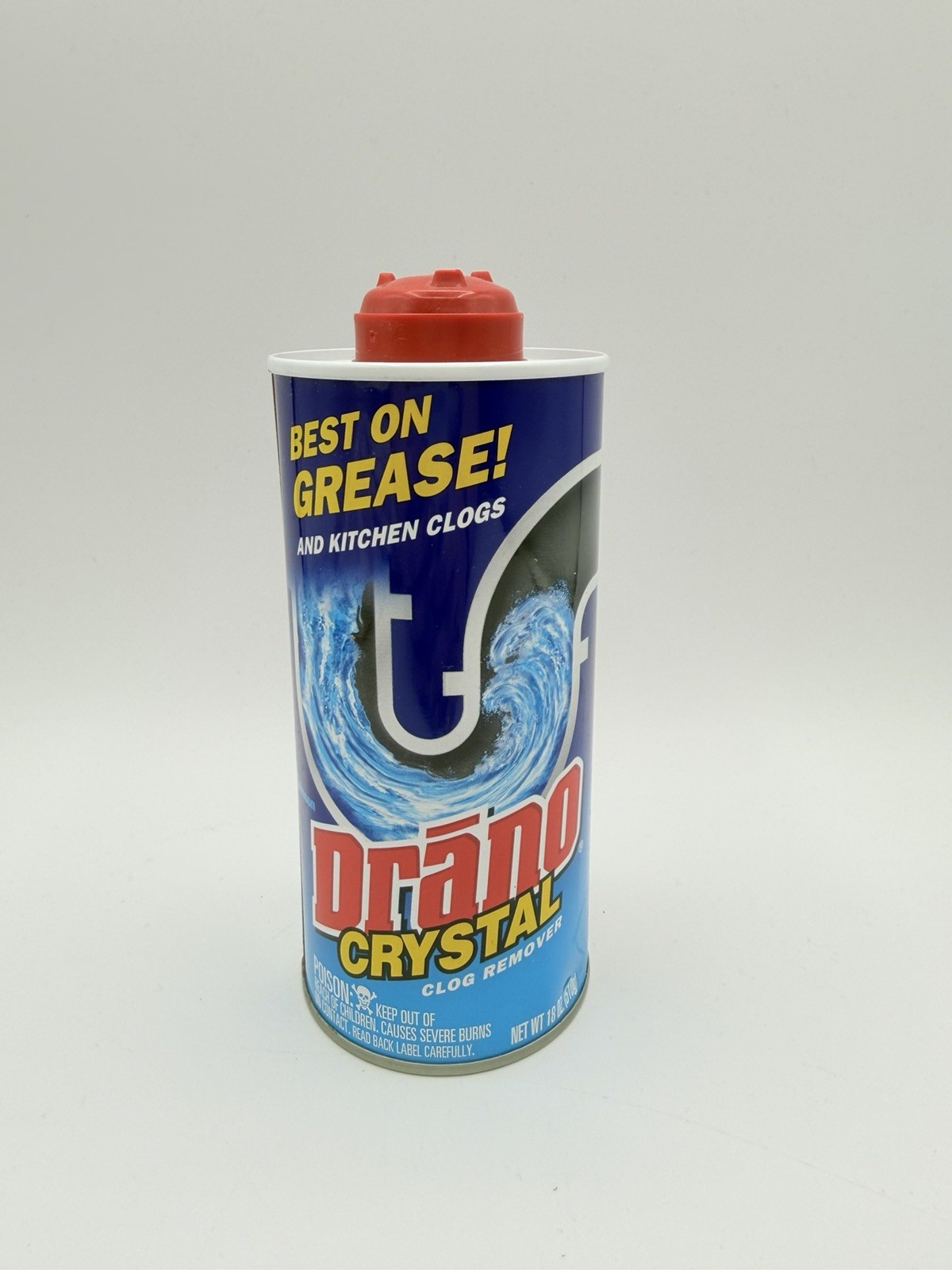 Vintage Crystal Drano Drain Opener Tin Litho Can 18oz New Never Opened