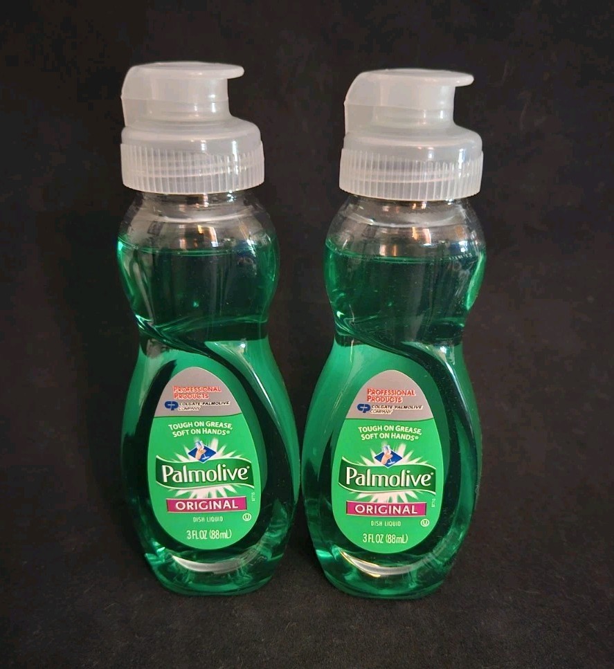 PALMOLIVE Liquid DISH SOAP (2 BOTTLES) TRAVEL SIZE SOFT ON HANDS TOUGH ON GREASE