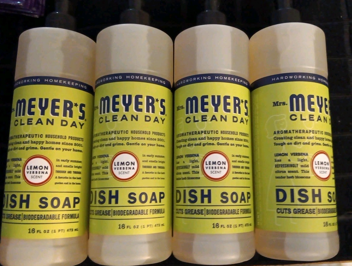 4 Mrs Meyers Clean Day Dish Soap, Cut Grease, Lemon Verbena Scent 16 oz (K60)