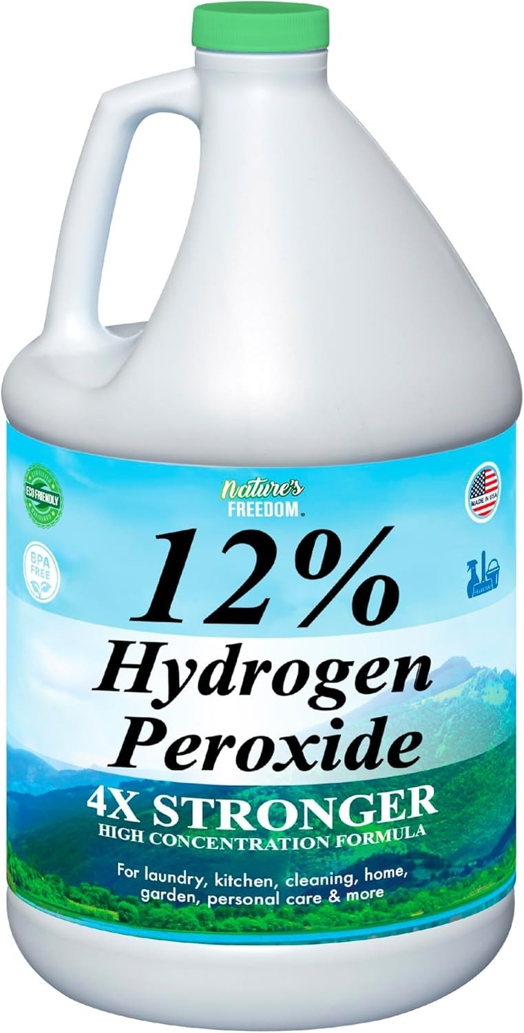 12% Hydrogen Peroxide, Food Grade H2O2 and Purified Water Only, 1 Gallon