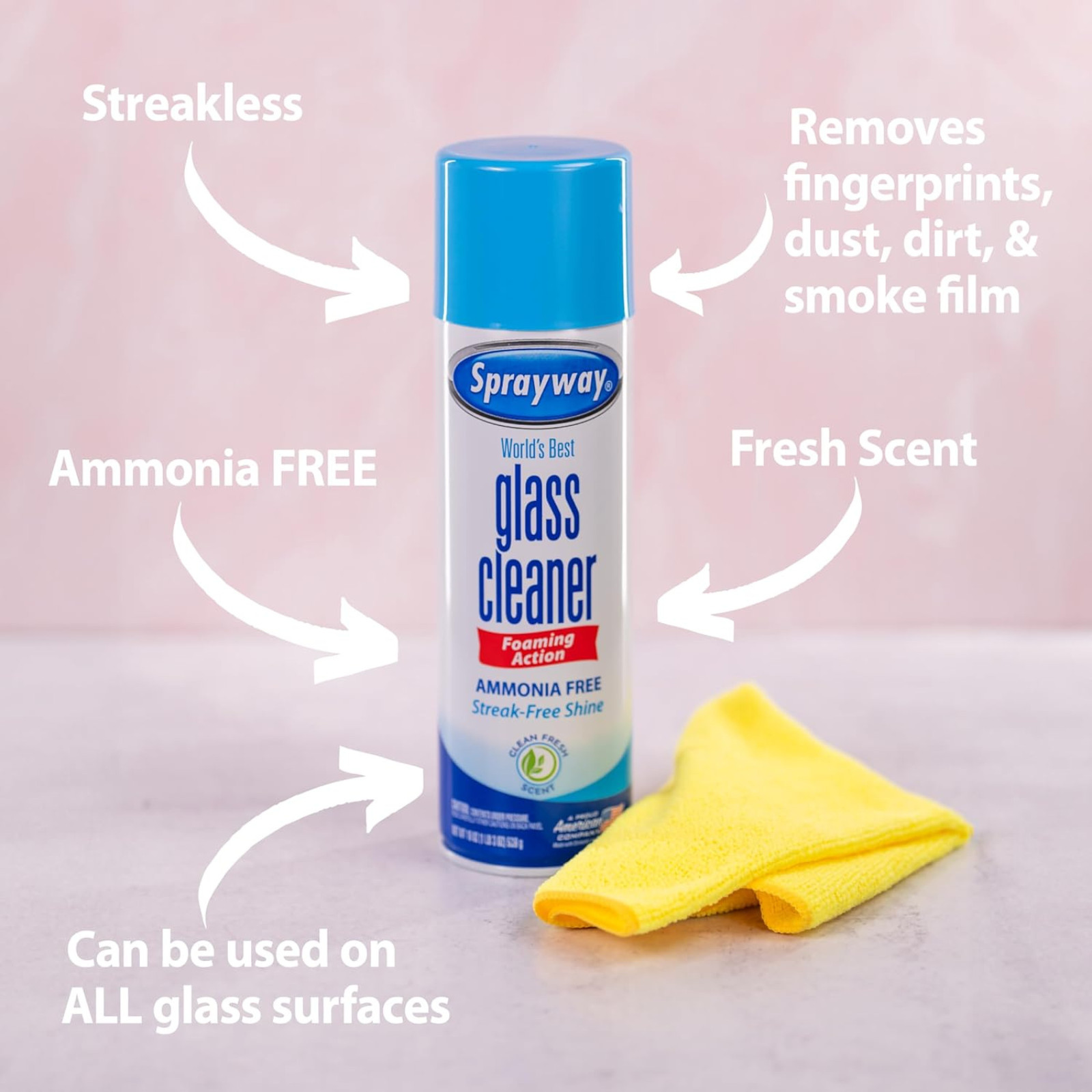 Sprayway Foaming Glass Cleaner 2 Pack Ammonia Free Streak Free Shine 19oz Value
