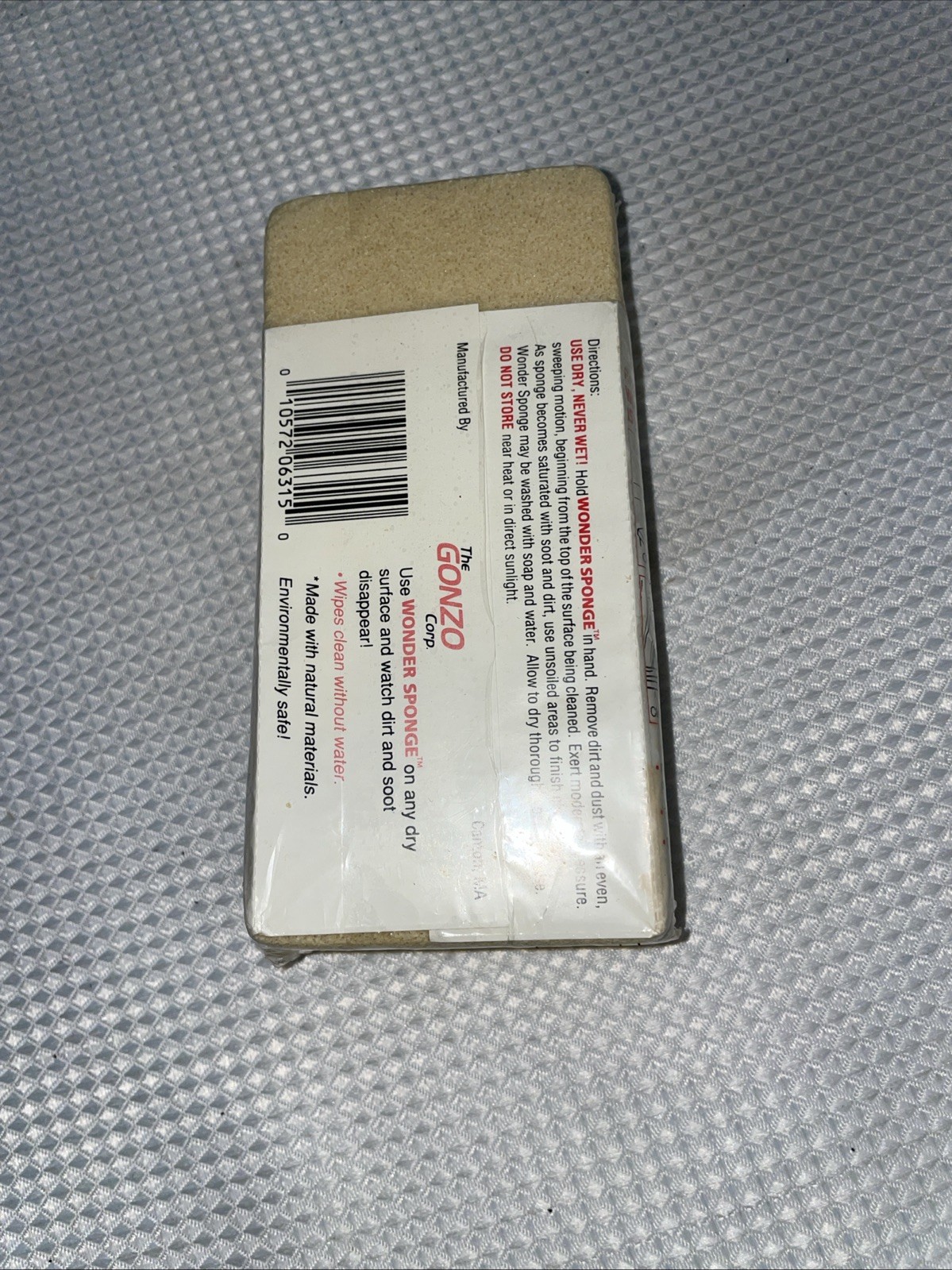 The GONZO Wonder Sponge Waterless Original Sealed Packaging NEW Made In USA