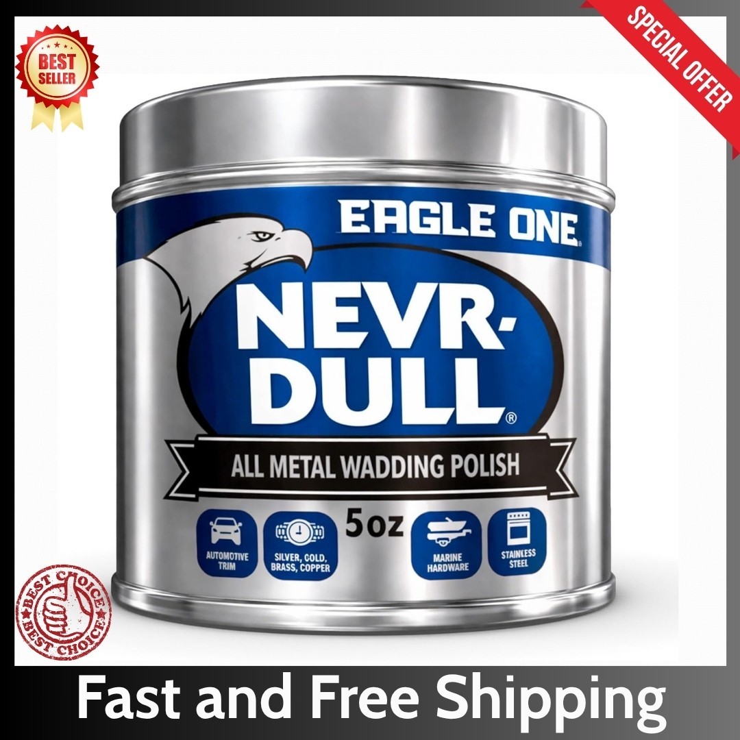Eagle One Nevr Dull All Metal Wadding Polish, Chrome and Metal Cleaner, 5 oz Tin