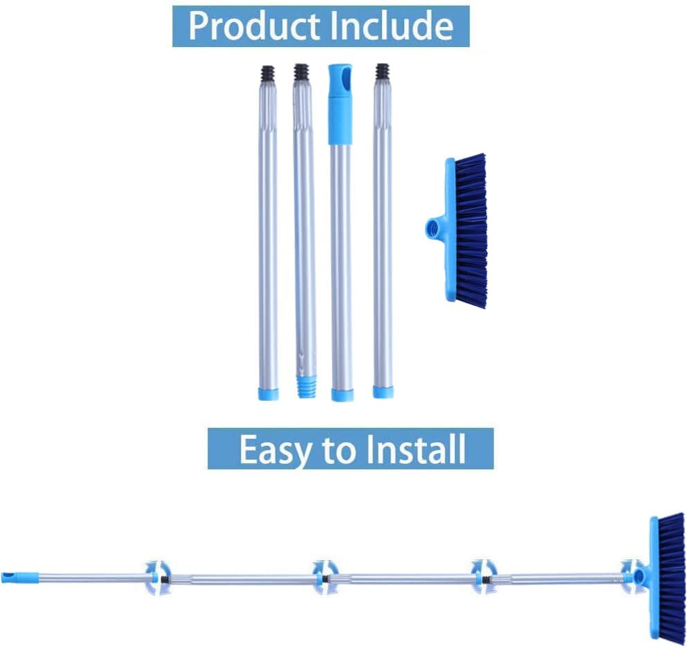 Long Handle Deck Brush Stiff Bristle Floor Scrubber 50″ Adjustable Shower Tile