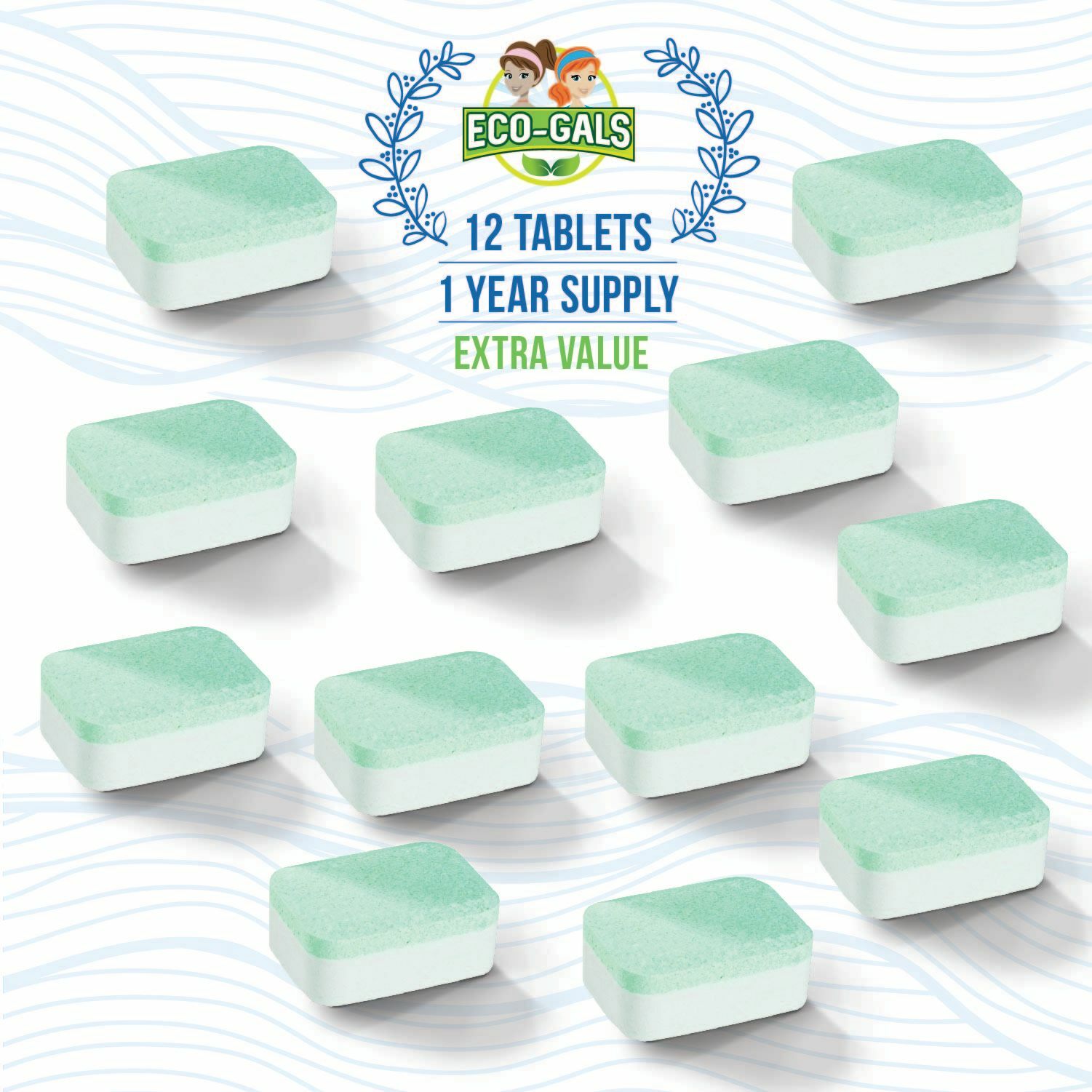 Eco-Gals Eco Scrubz Deep Dishwasher Machine Cleaner Unscented, 12 Count Tablets
