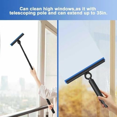 Telescoping Shower Squeegee with Long Handle – Extendable Window Cleaner Tool fo