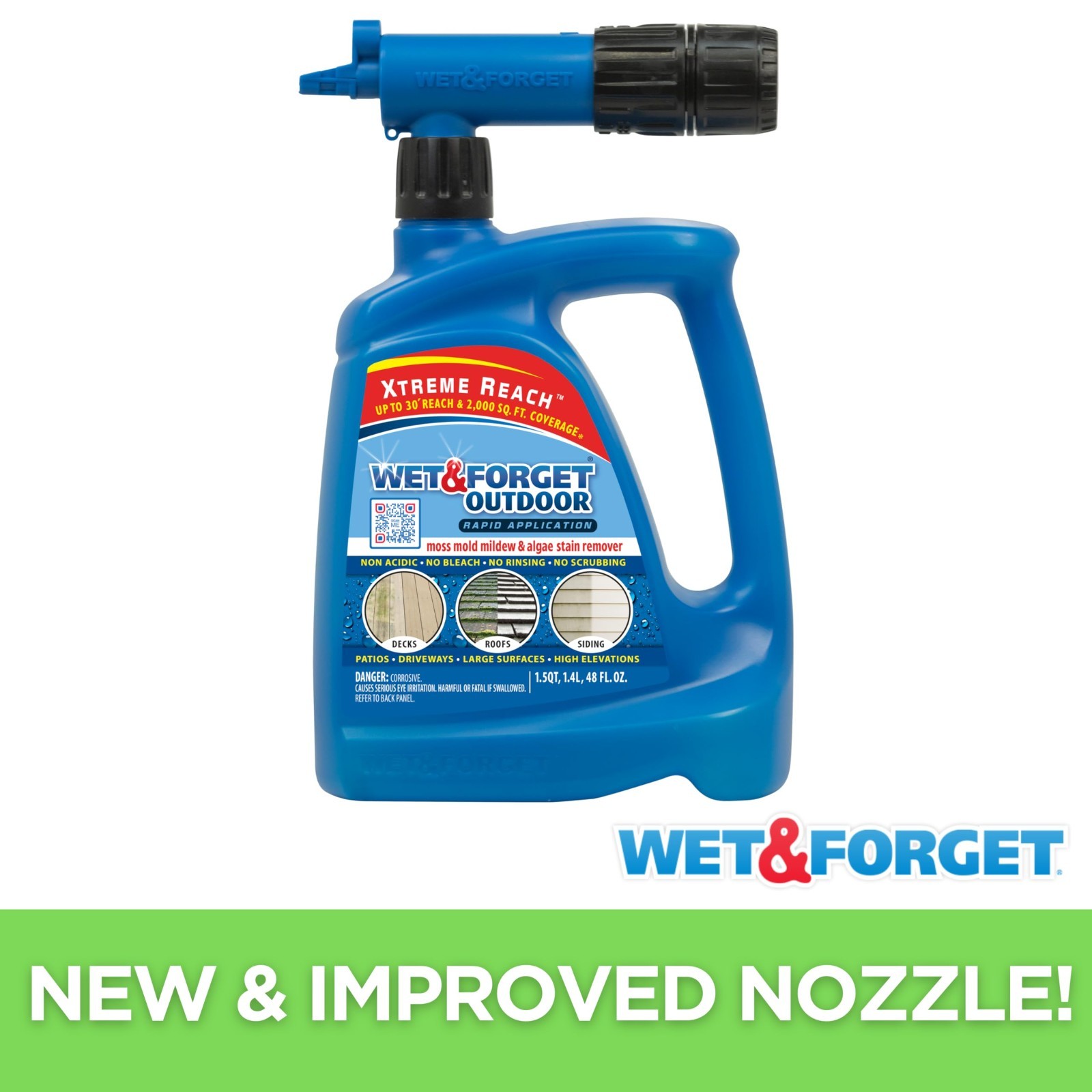 Outdoor Stain Remover Multi-Surface Cleaner, Xtreme Reach Hose End, 48oz + Refil