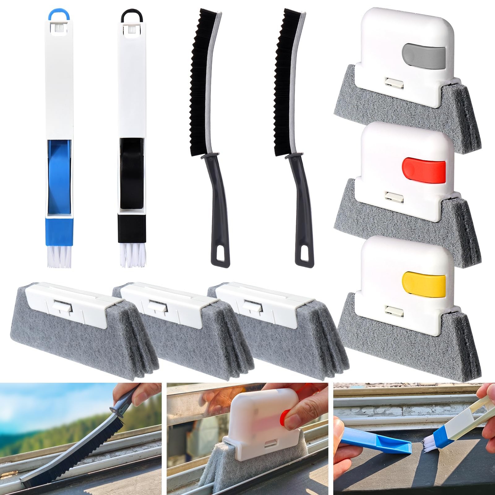 Window Sill Cleaner Tool,10 Pcs Magic Door Window Track Cleaning Tools Kit,Sl…