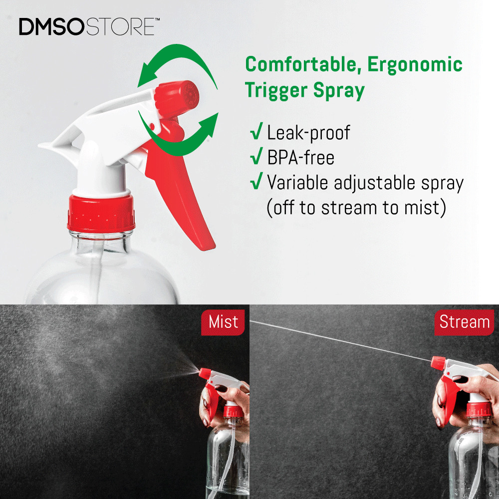 DMSOSTORE 16 oz. Glass Spray Bottles 2 Pack with Red Trigger Sprayer, Adjustable