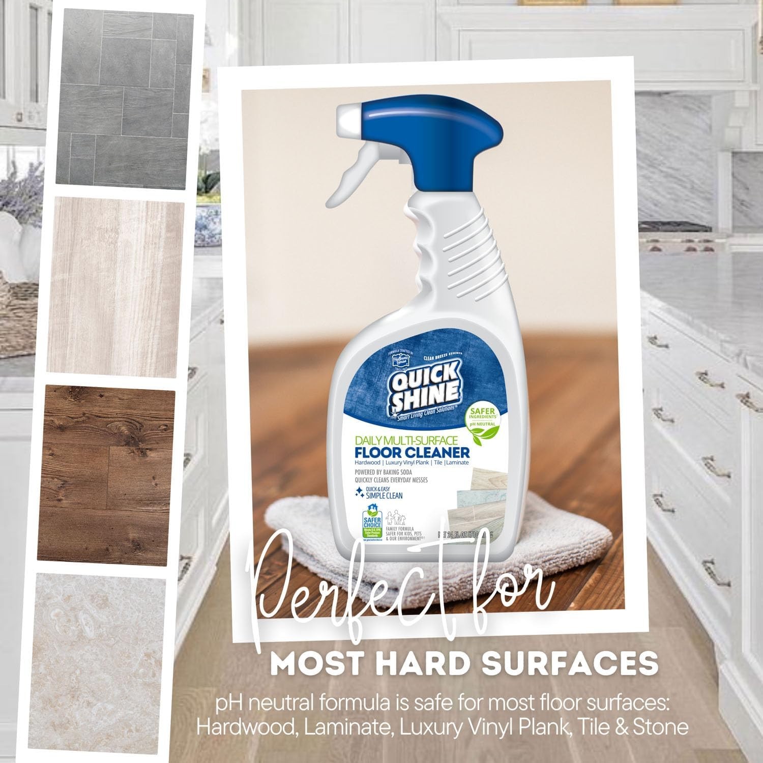 Quick Shine Multi Surface Floor Cleaner for Gentle & Effective Cleaning