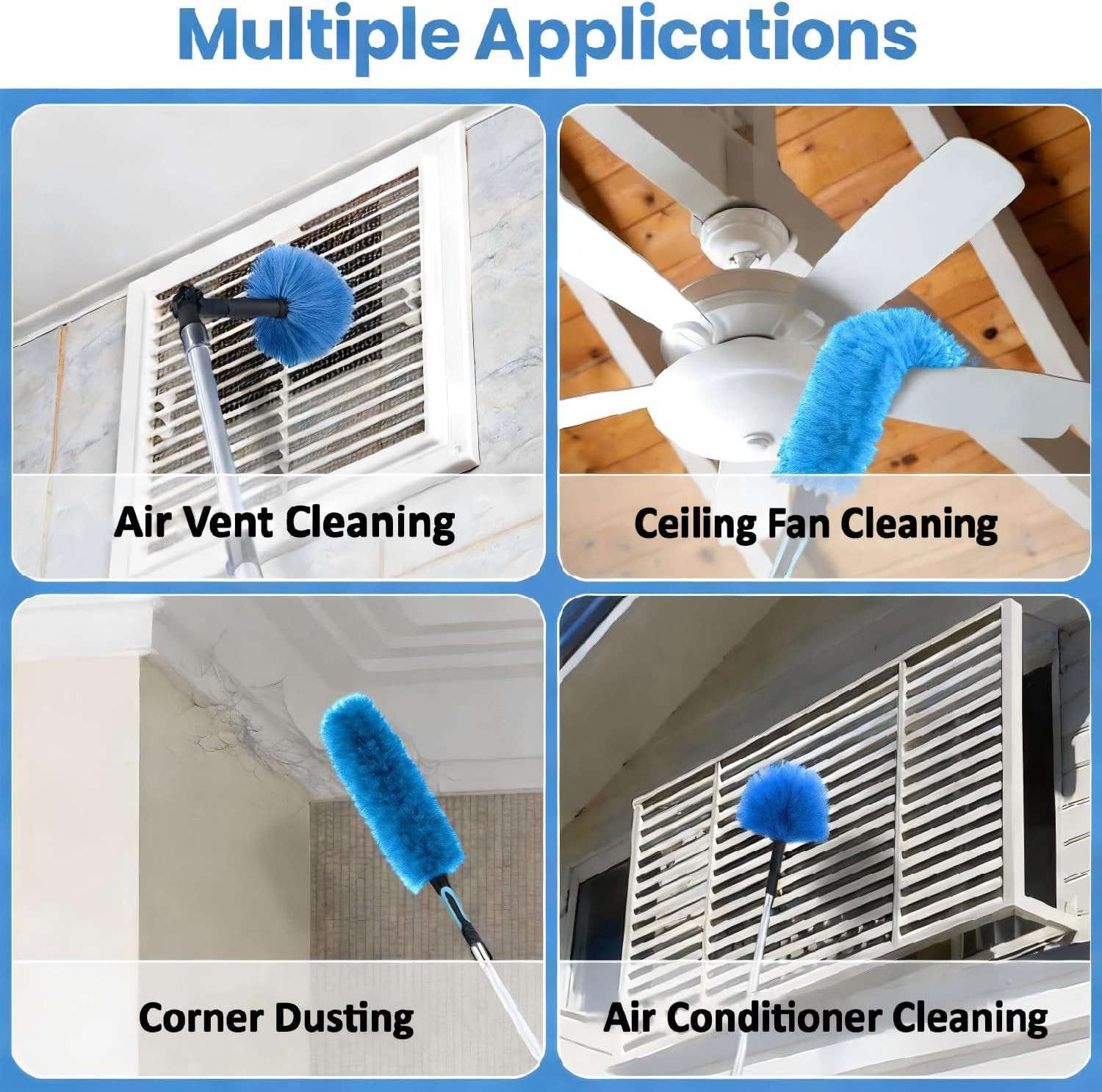 20Ft High Ceiling Duster Kits with 5-12Ft Heavy Duty Extension Pole – Fan Blade