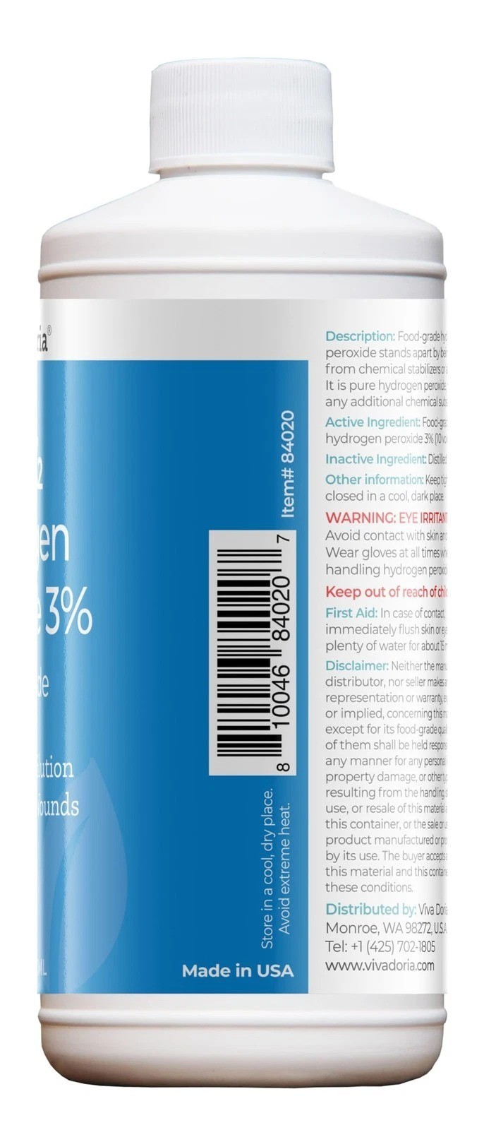 Viva Doria Hydrogen Peroxide 3 Percent, Food Grade, 3% Hydrogen Peroxide Food…