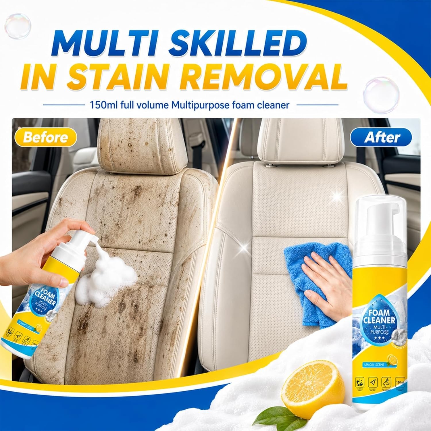 Multi-Enzyme Foam Cleaner,All-Purpose Deep Cleaning Spray For Car,Kitchen,Sofa