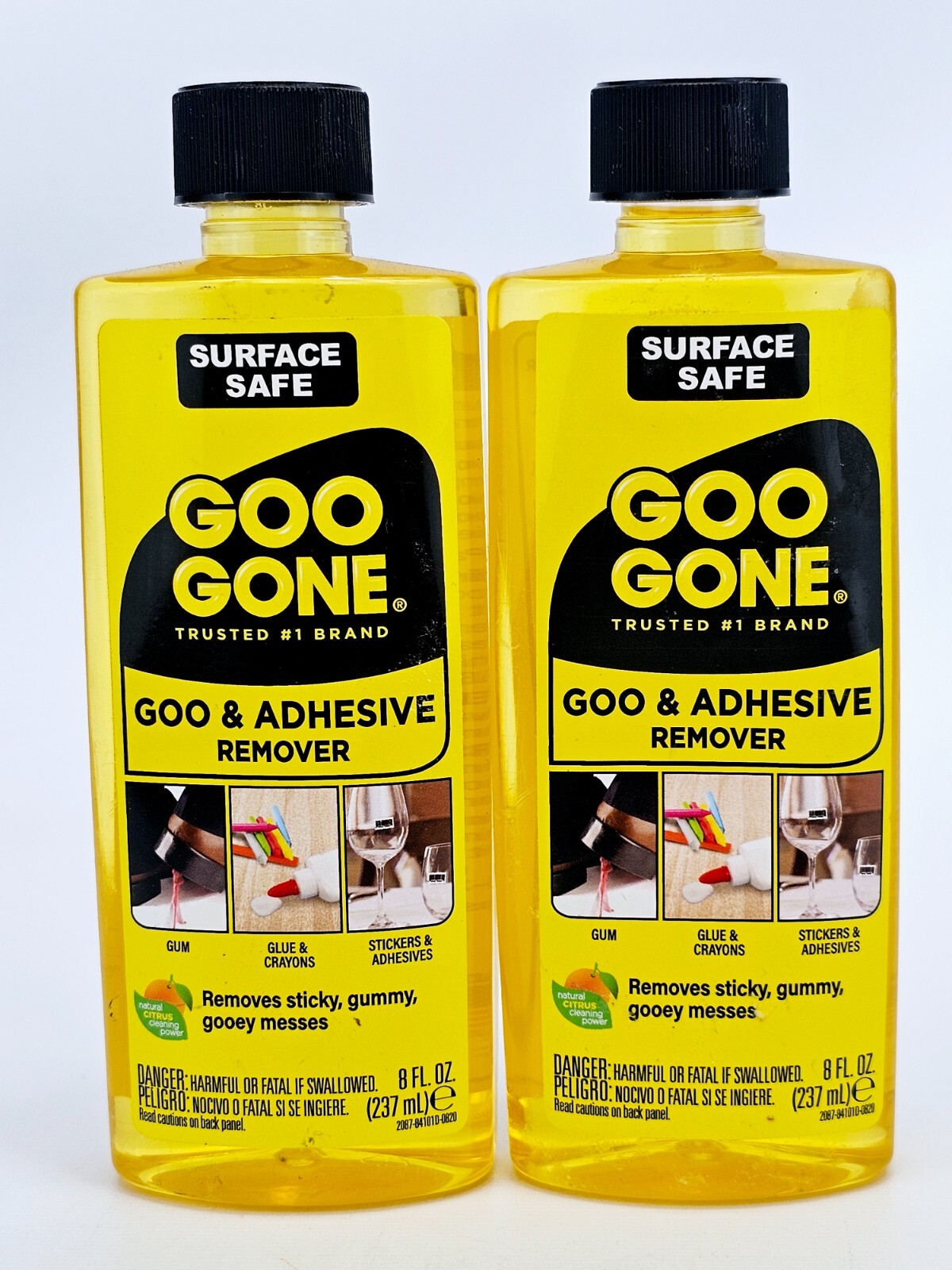 Magic Goo Gone Adhesive Remover Citrus Solvent Removes Gum Grease Tar 8oz Lot 2