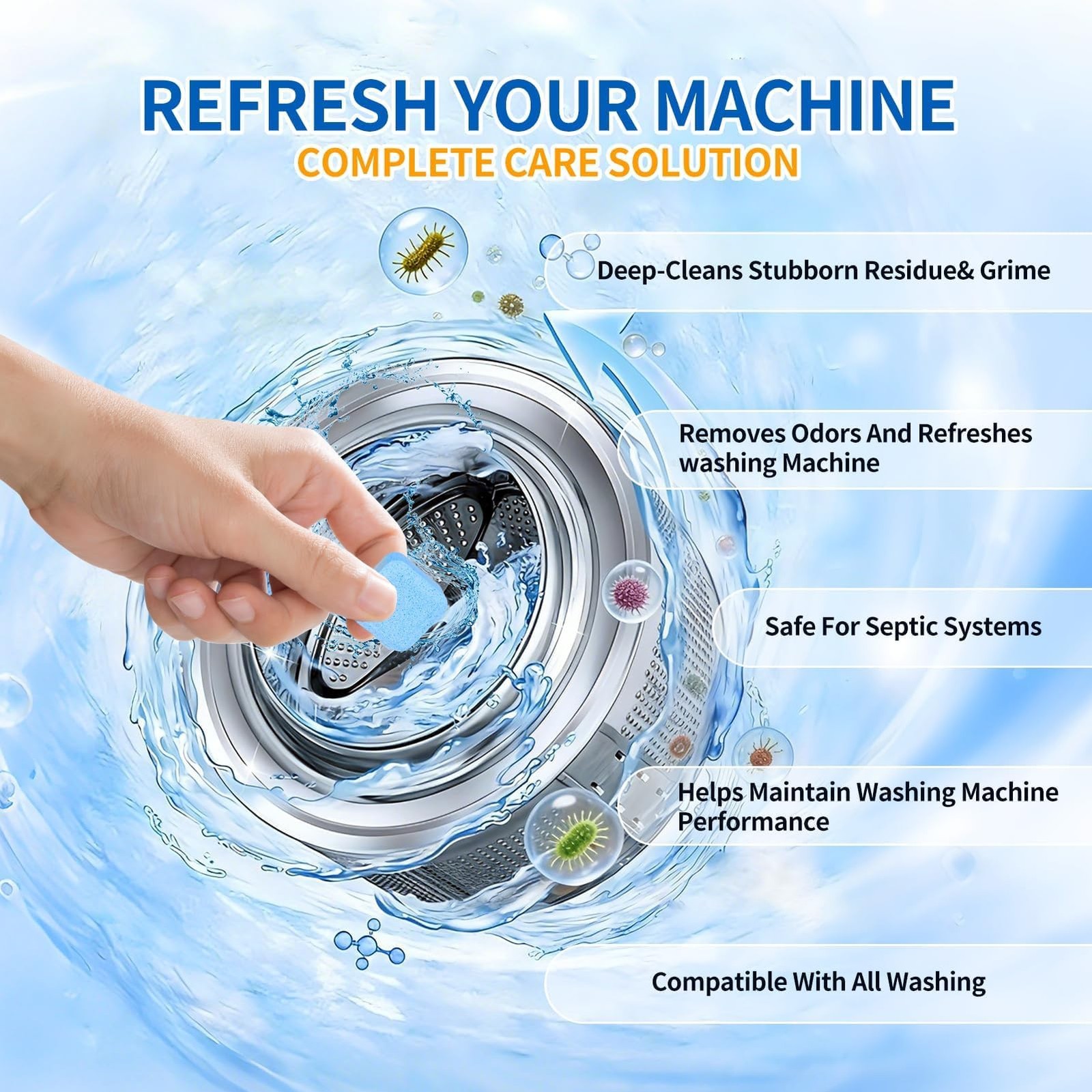 Ultra-Powerful Washing Machine Cleaner Tablets-24 Packs, Deep Cleaning Tablet…