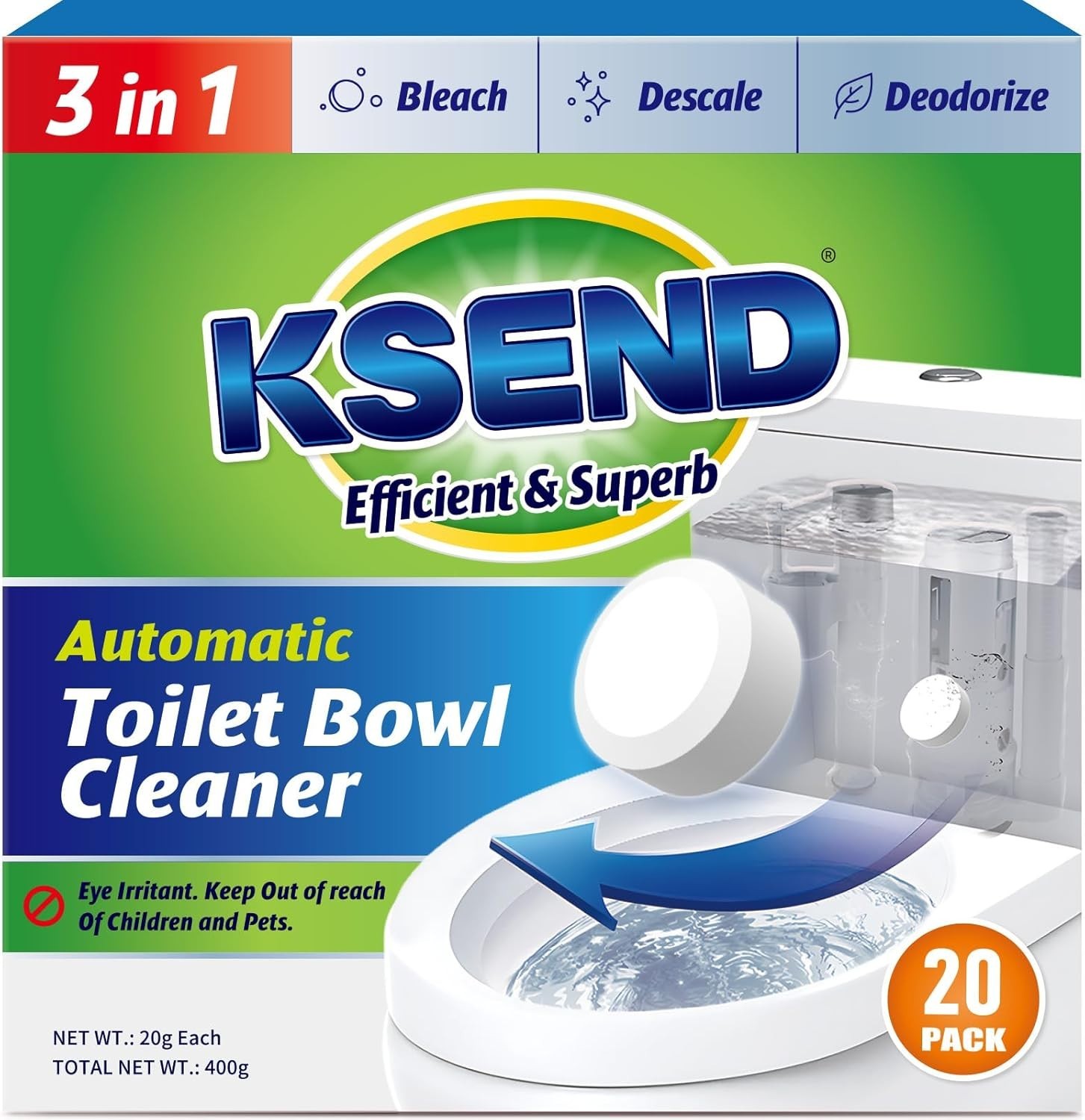 Toilet Bowl Cleaner Tablets 20 Pcs – Automatic Toilet Bowl Cleaners with Bleach,