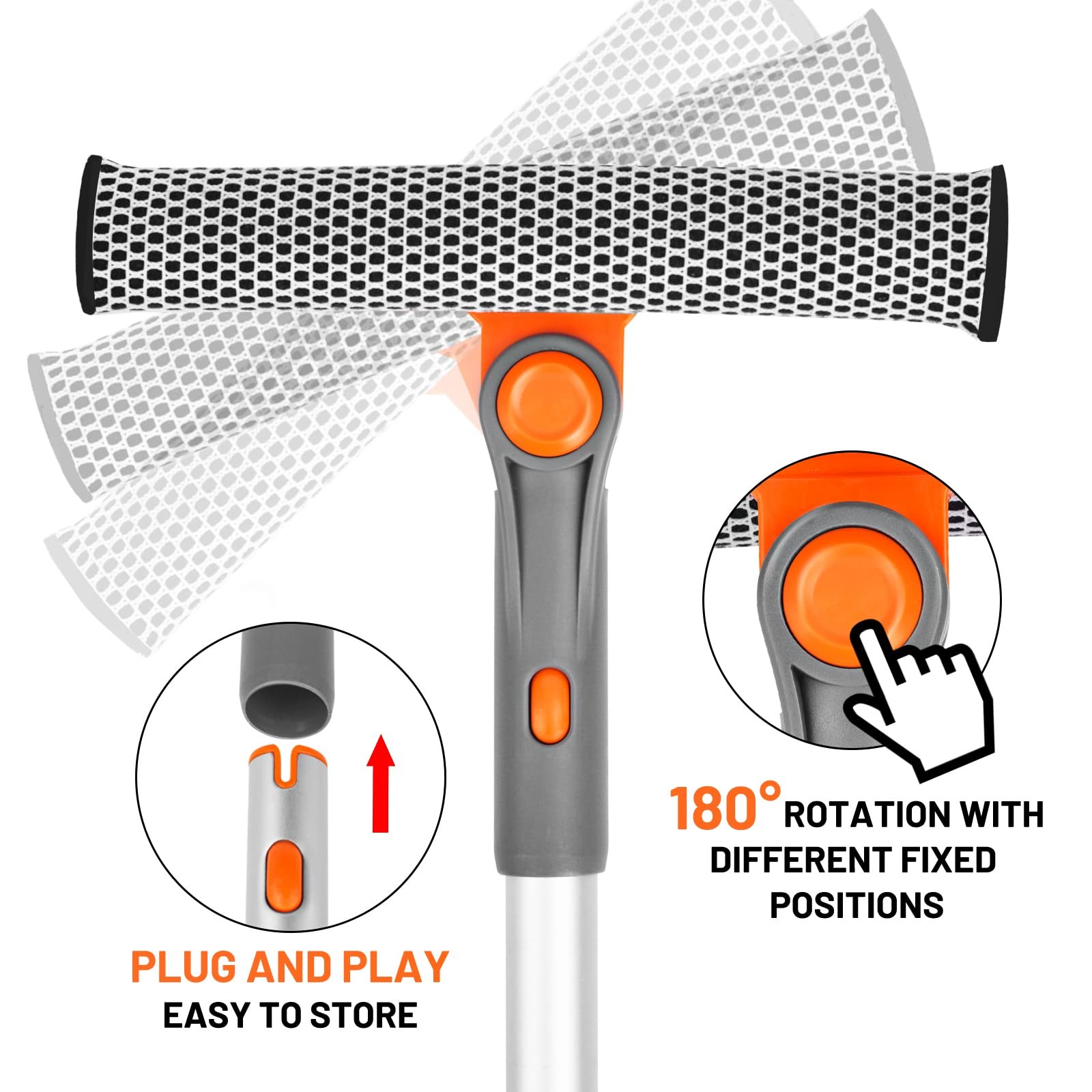 Professional Window Squeegee, 2-in-1 Rotatable Squeegee for Window Cleaning K…