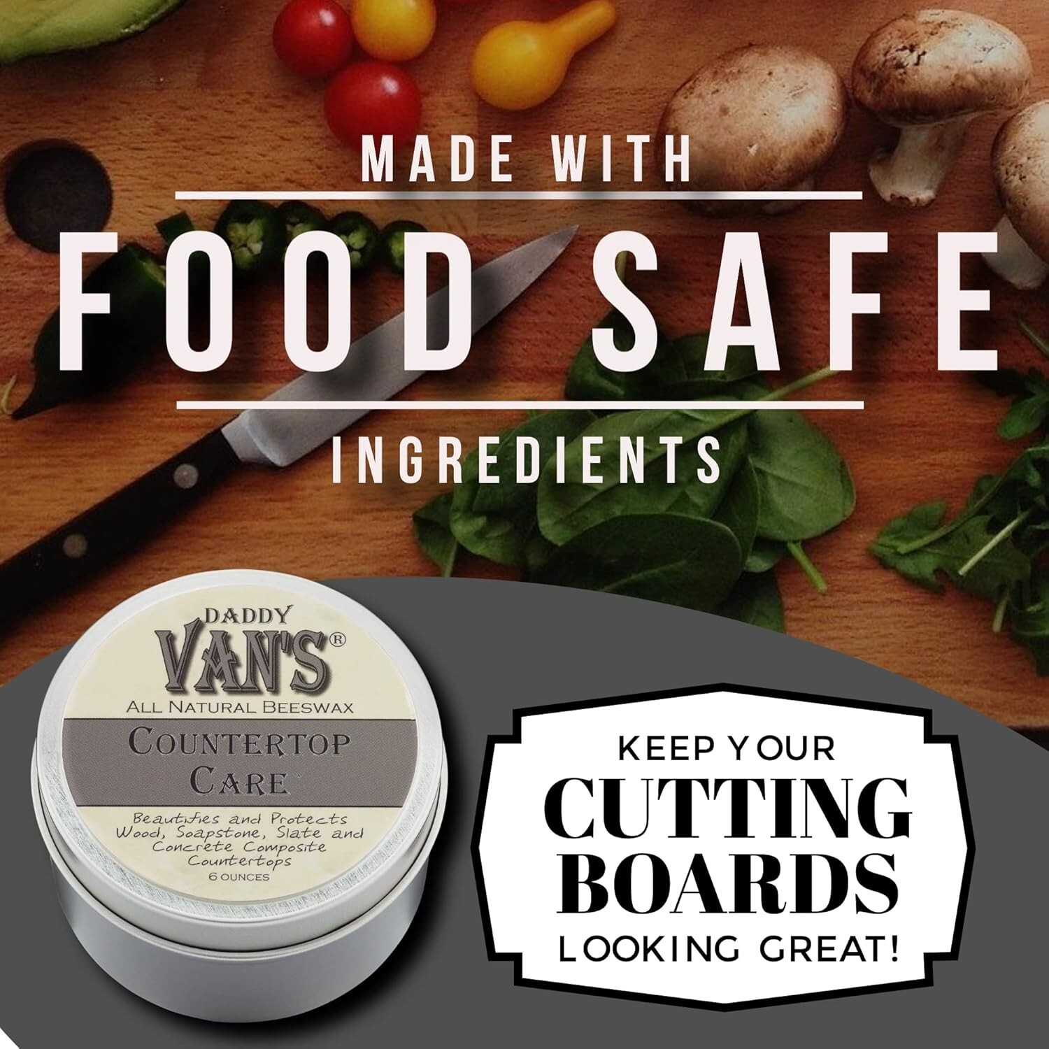 Daddy Van’s® All Natural Beeswax Countertop Care for Soapstone, Slate,
