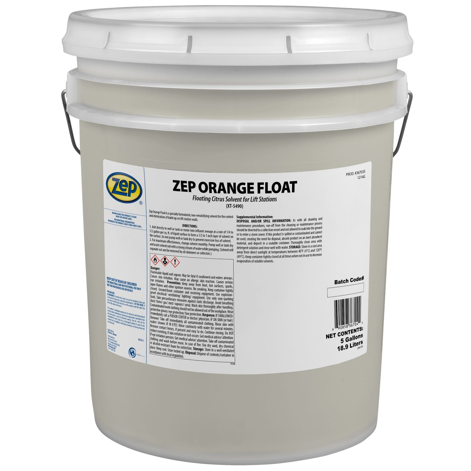 Zep Orange Float XT-5490 Floating Citrus Solvent – 5 Gallon (1 Unit) 367035 –