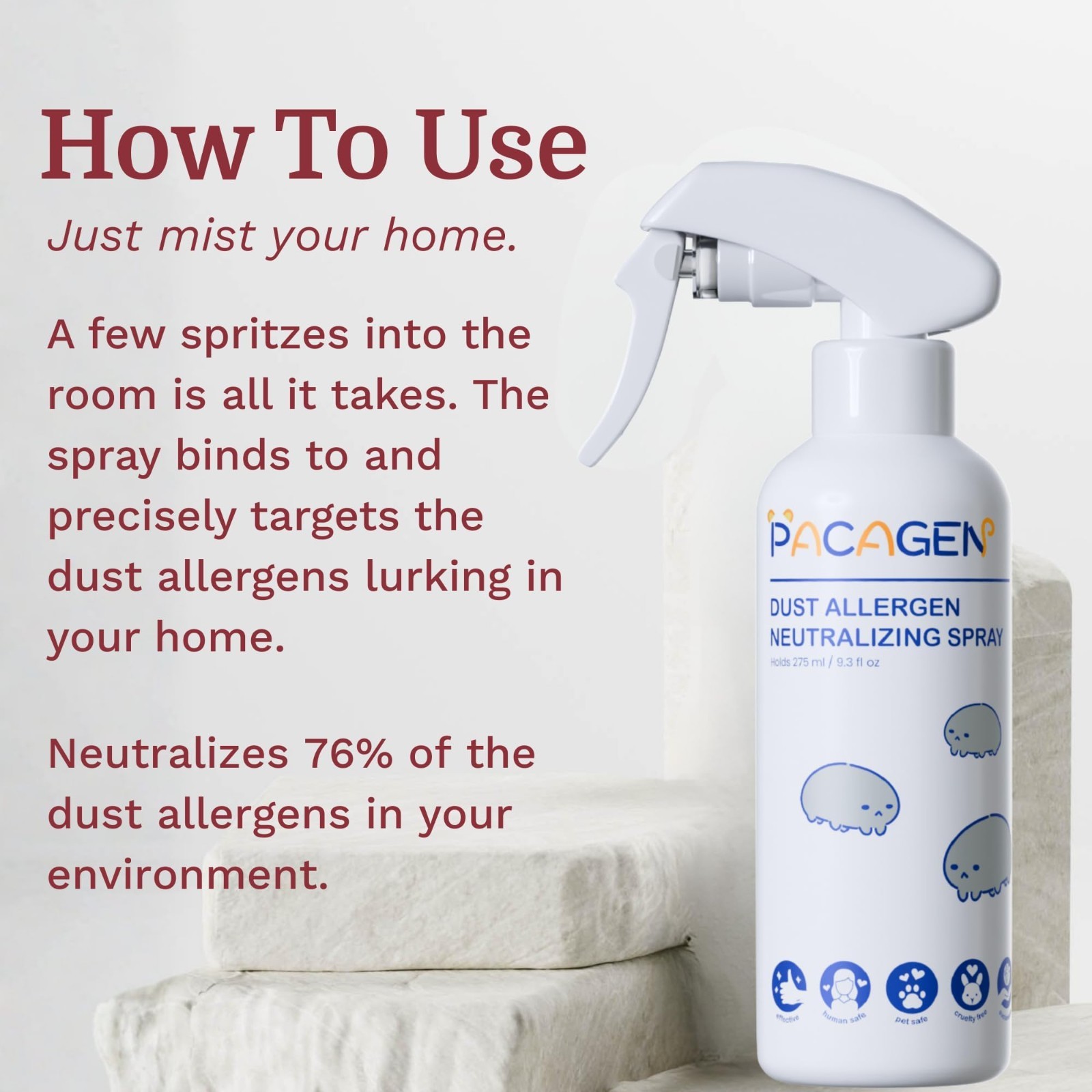 Allergen Neutralizing Spray for Home Use – Pet Friendly, Easy to Use, Instant Re