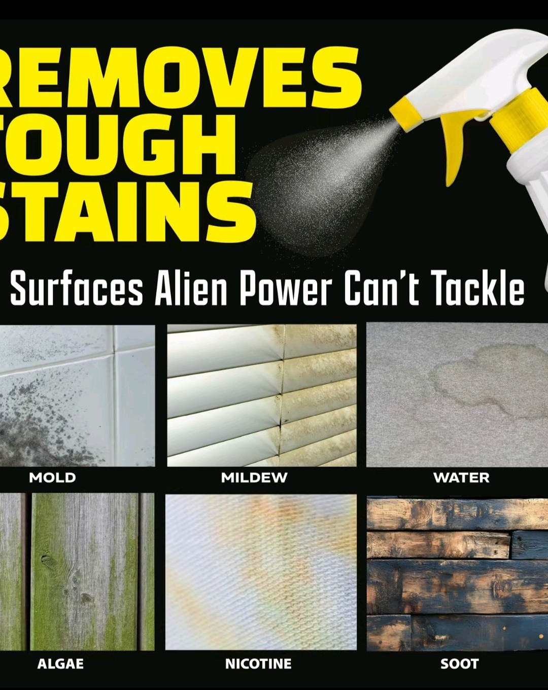 Alien Power Stain Remover Kit – Mold, Mildew & Algae Cleaner with Spray Bottle