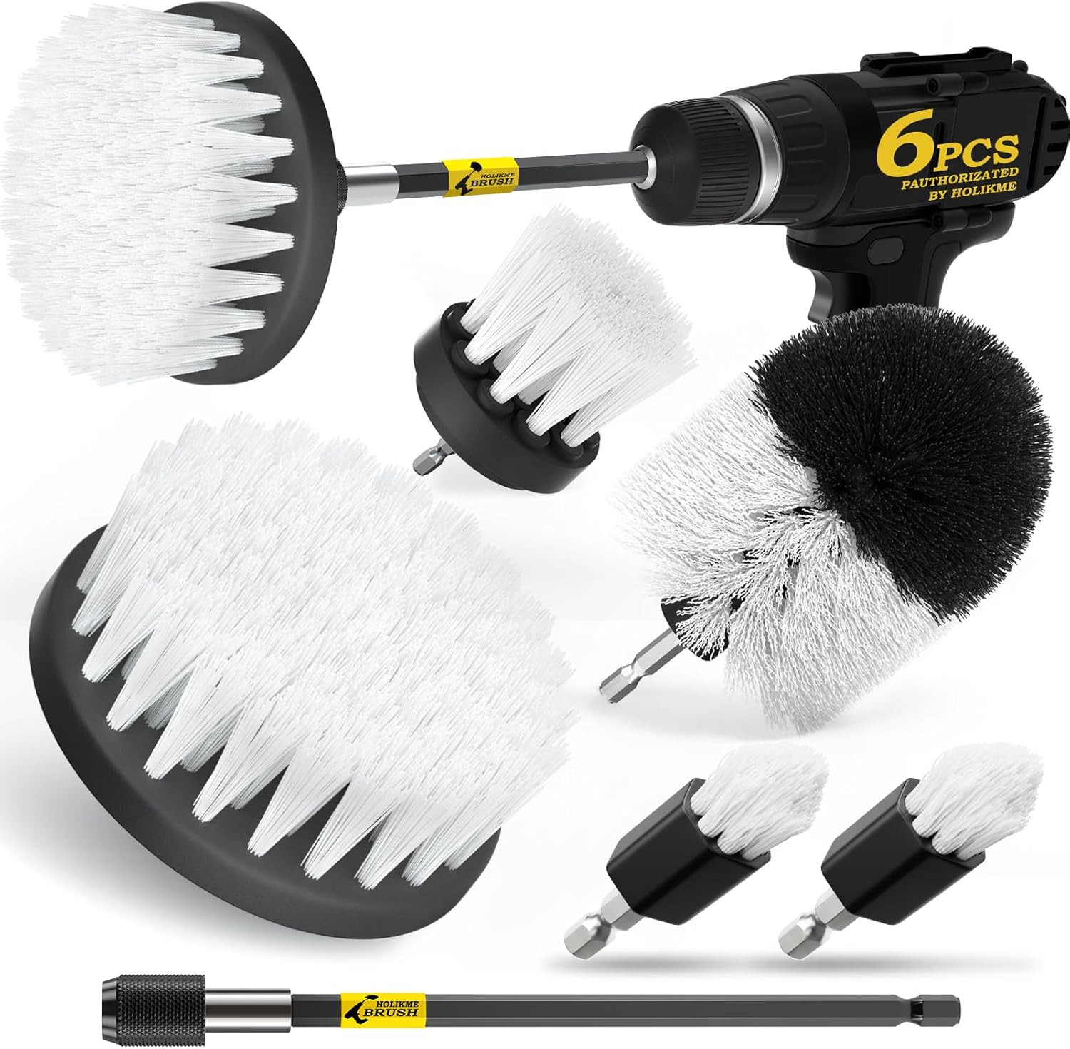 Holikme 6Pack Drill Brush Power Scrubber Cleaning Brush Extended Long Attachment