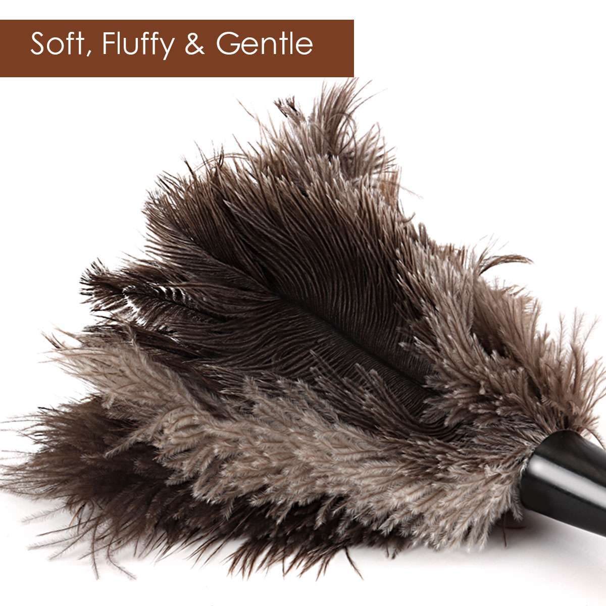 2Pcs 16″ Ostrich Feather Duster Durable Dust Collecting Cleaning Tool In Wool US