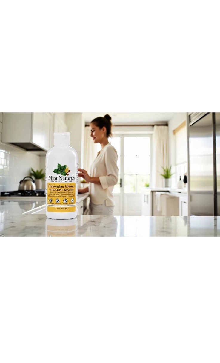 Natural Dishwasher Cleaner & Degreaser Liquid – USDA Organic Peppermint Oil Form