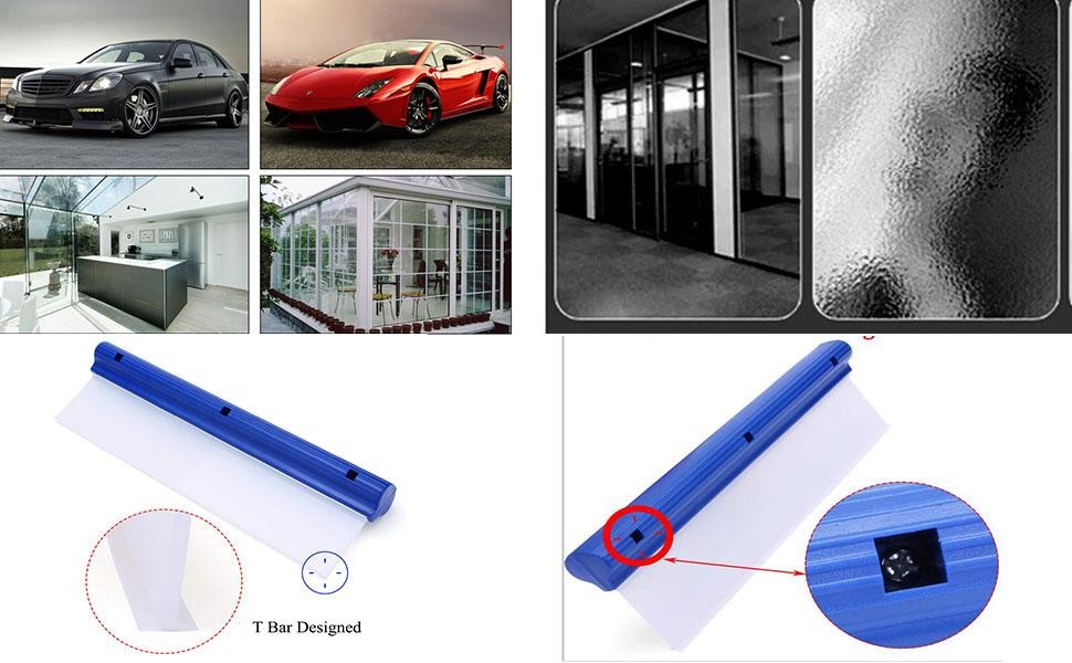 Car Squeegee 12 Inch Flexible T-Bar Water Blade, Silicone, Blue | Squeegee for