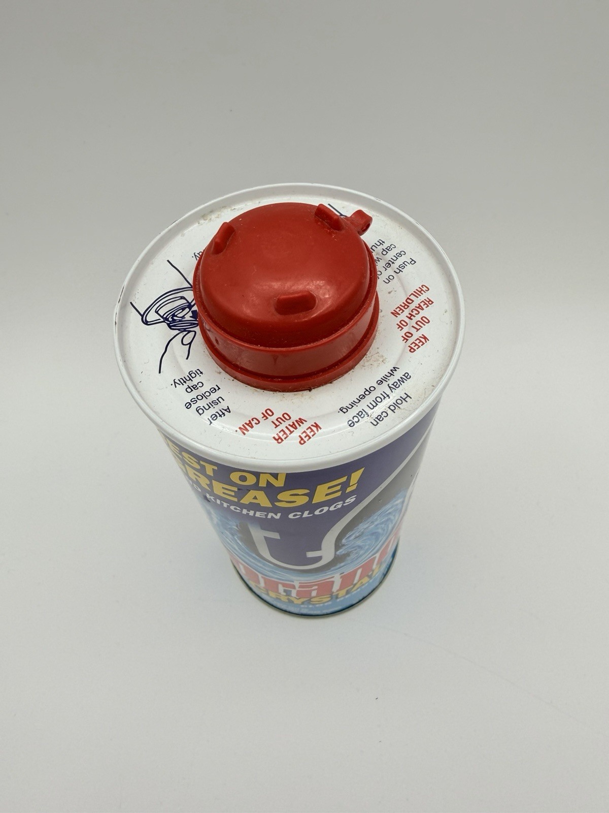 Vintage Crystal Drano Drain Opener Tin Litho Can 18oz New Never Opened