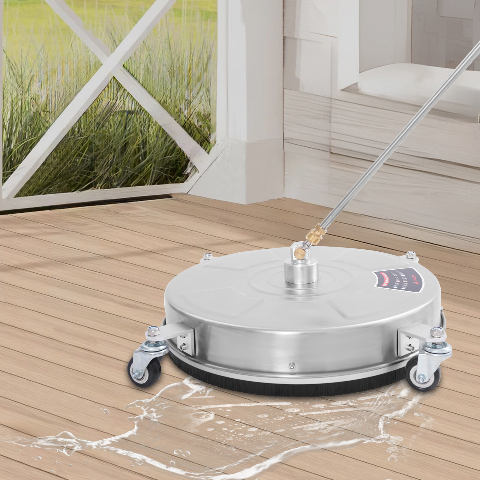 Modern 18-inch Surface Cleaner Stainless Steel Surface Cleaner with 4 Wheels NEW