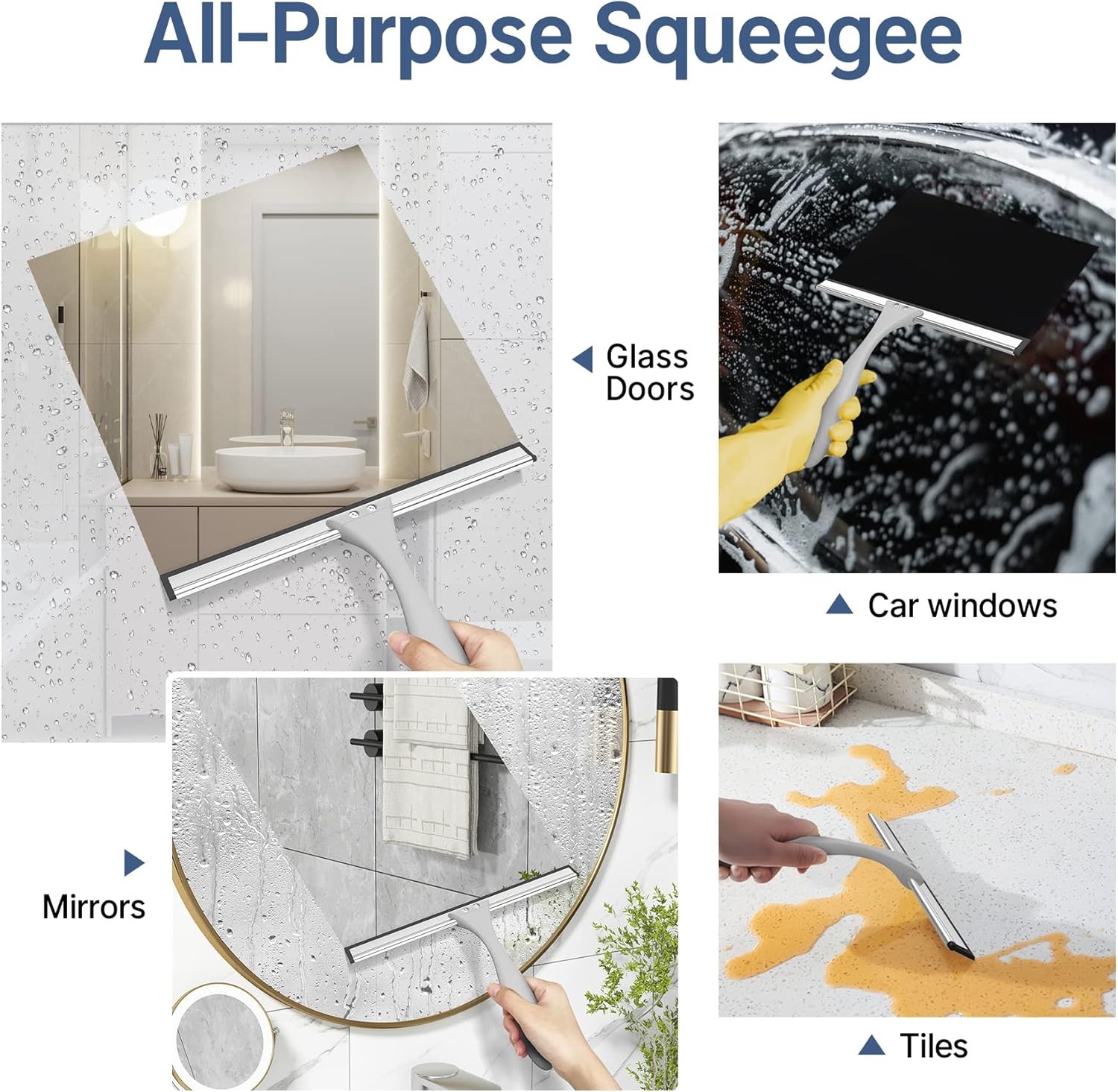 Squeegee for Shower Glass Door, All-Purpose Squeegee, 10 Inches