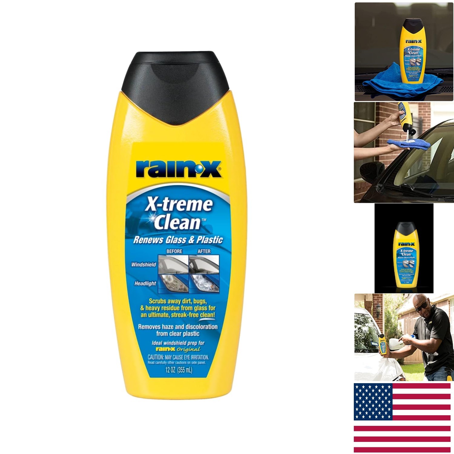 12oz RainX X-treme Clean Windshield Cleaner – Removes Bugs & Grime Effortlessly