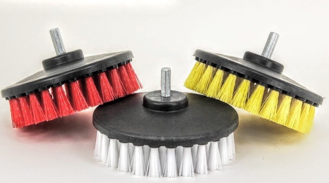 3Pc Carpet Mat 5″ round Brush W/Power Drill Attachment Car Care & Detailing Tool