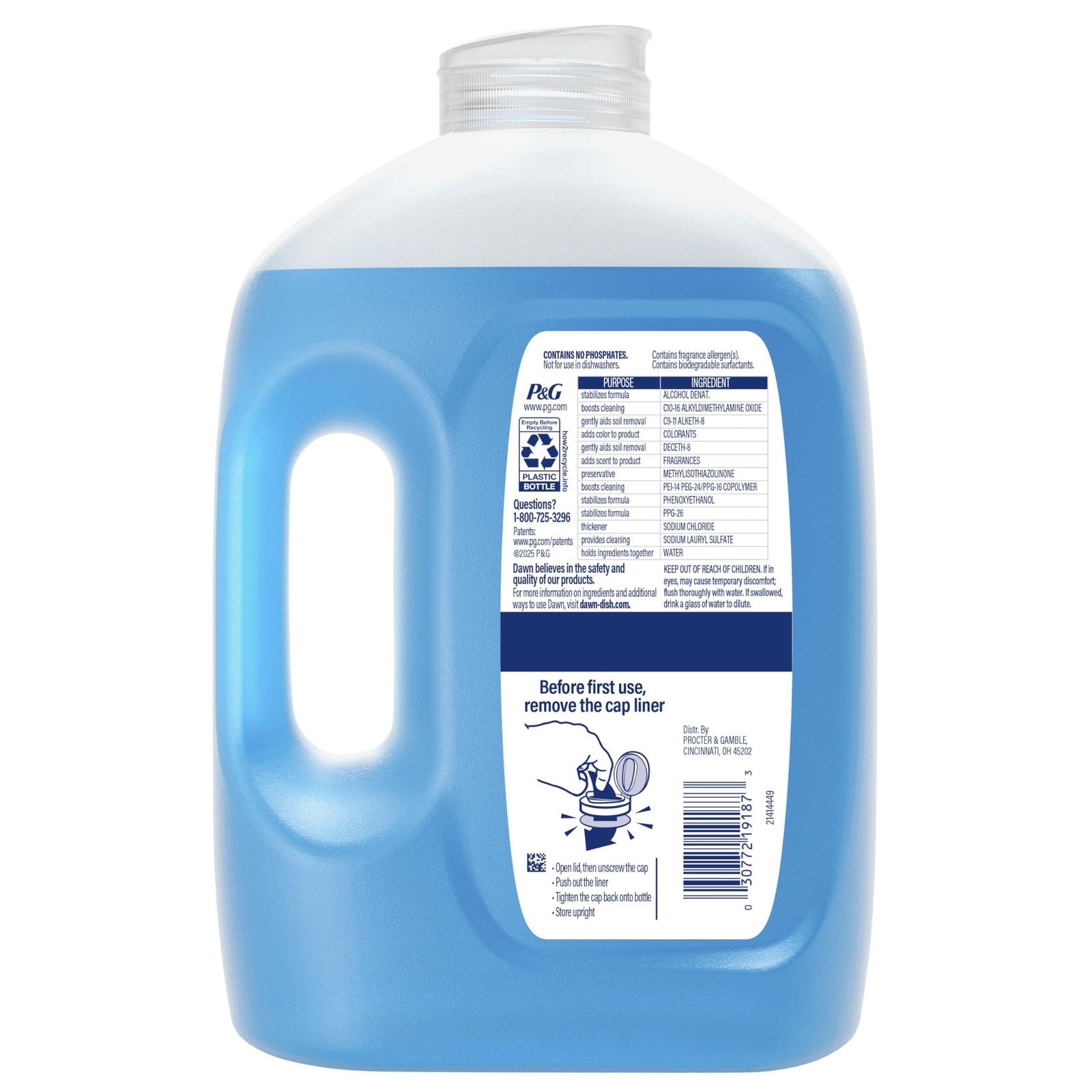 Ultra Original Dish Soap Refill Jug Large Size Original Blue Liquid Dishwashing