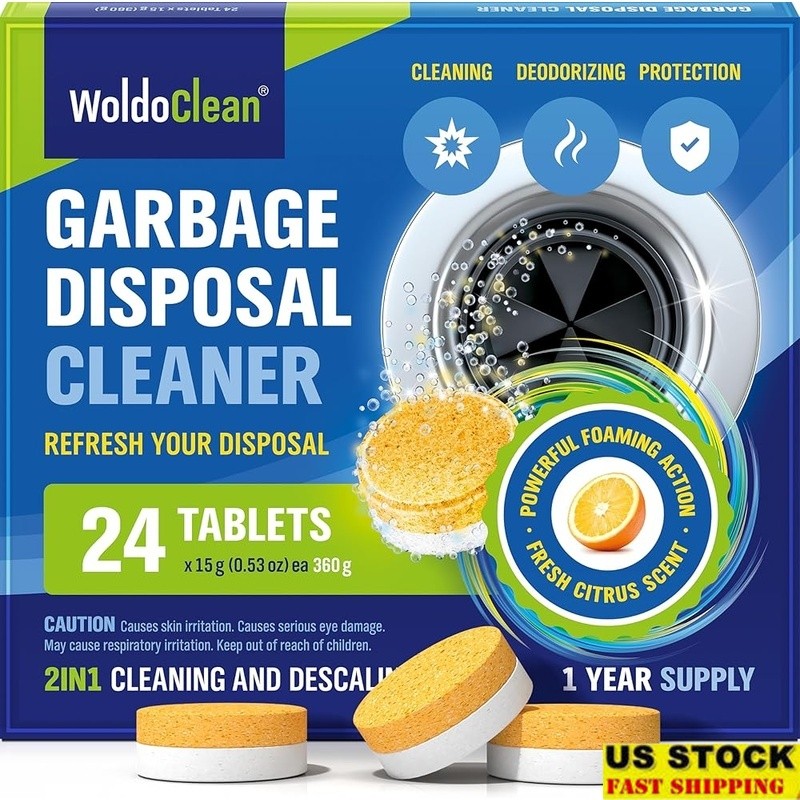 Garbage Disposal Cleaner Tablets Citrus Foam Odor Eliminator 24 Pack Fresh Sink