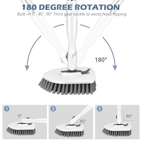 4-in-1 Tile Tub Floor Scrubber with 52″ Adjustable Handle & Window Scrubber, 3 B